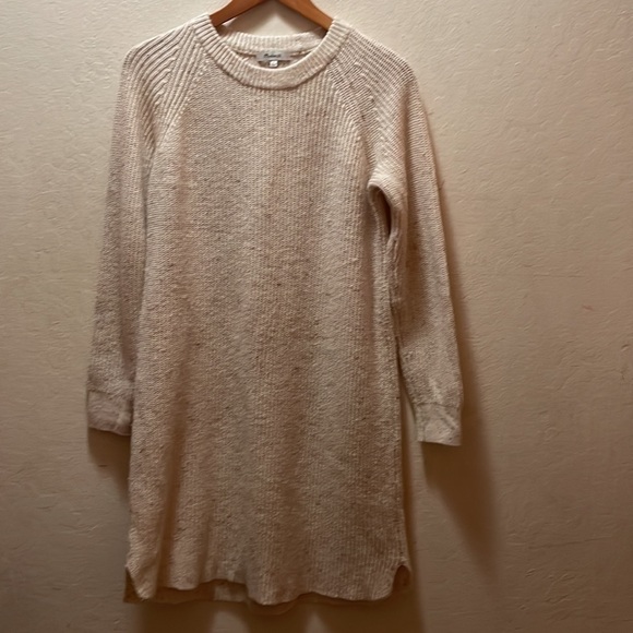 Madewell Curved-Hem Cream Sweater Dress Size Small - Picture 4 of 8